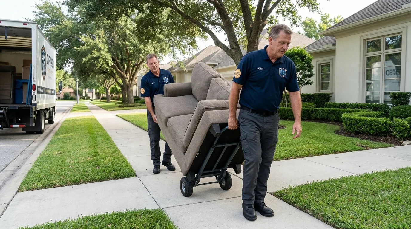 Local residential moving crew loading furniture in Lyndhurst, VA