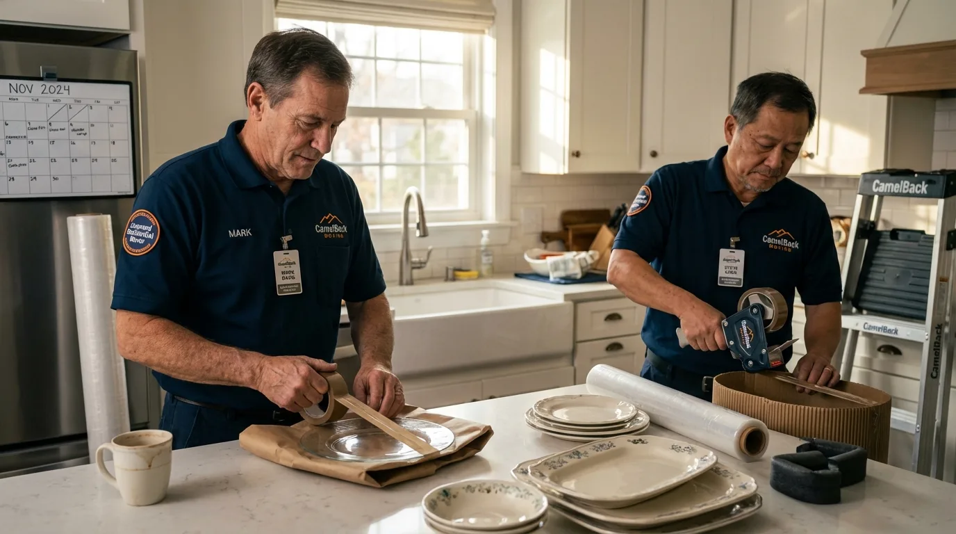 Professional crew packing kitchen dishware in Lyndhurst, VA